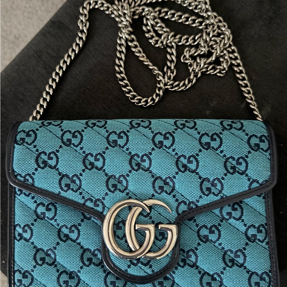 Gucci Teal GG Pattern Crossbody Bag